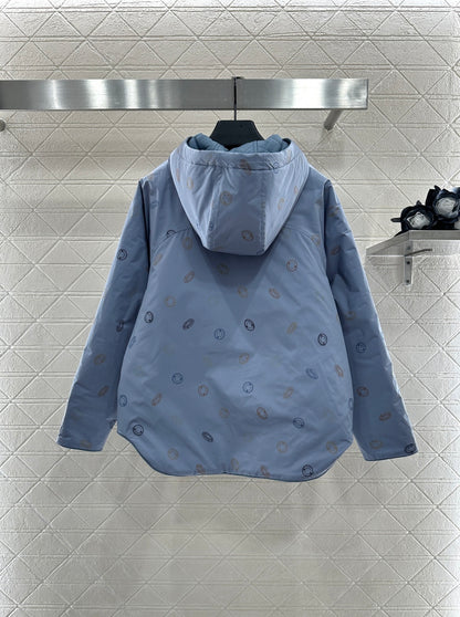 He 25 Reversible quilted jacket with hidden hood