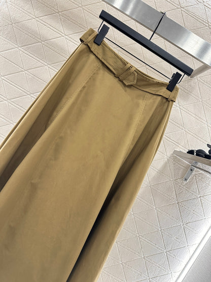 Di 25 Cotton belted high waist skirt（KHAKI/NAVY）