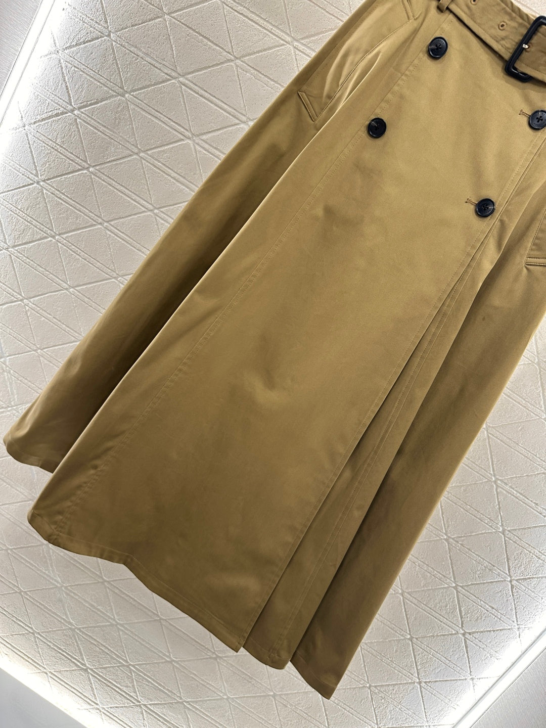 Di 25 Cotton belted high waist skirt（KHAKI/NAVY）