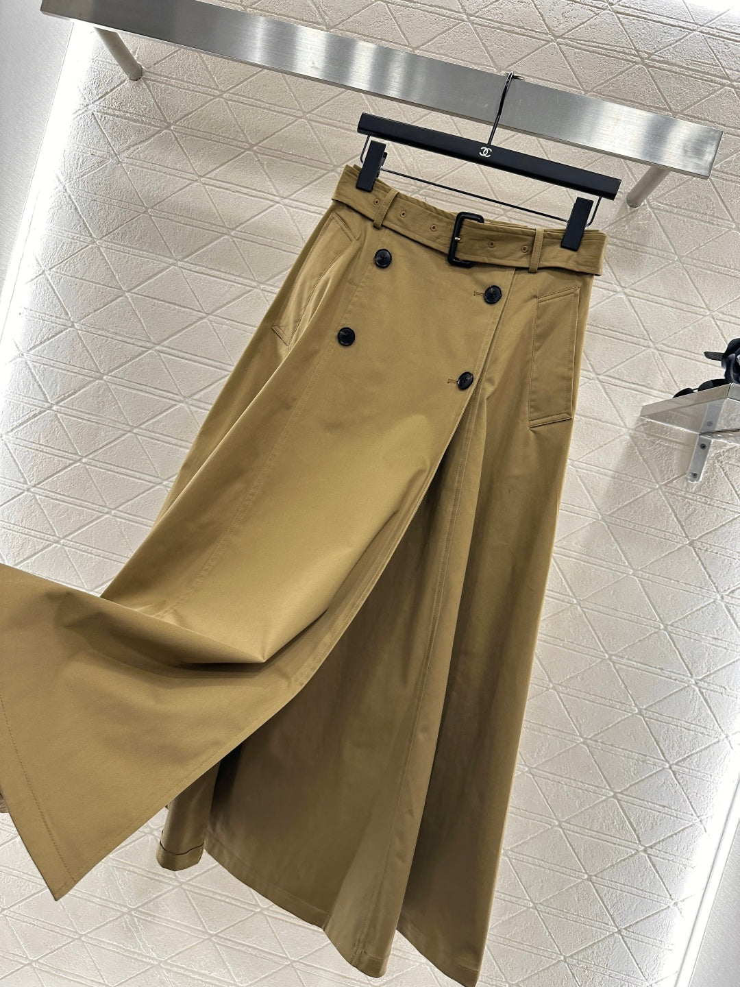 Di 25 Cotton belted high waist skirt（KHAKI/NAVY）