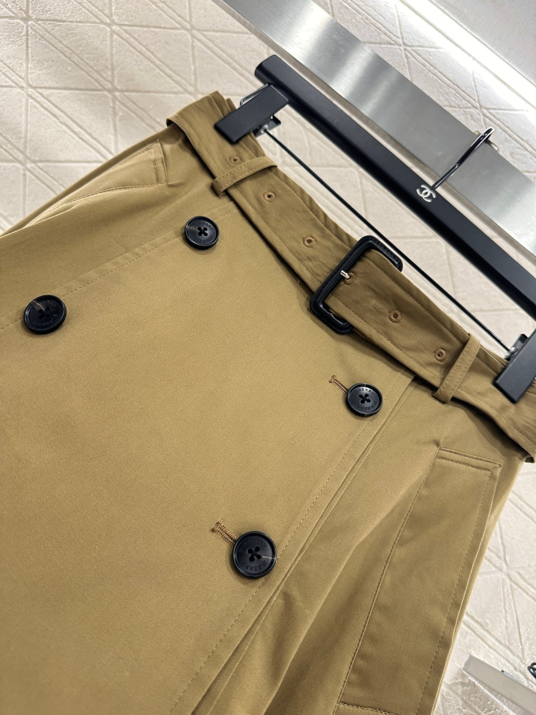 Di 25 Cotton belted high waist skirt（KHAKI/NAVY）