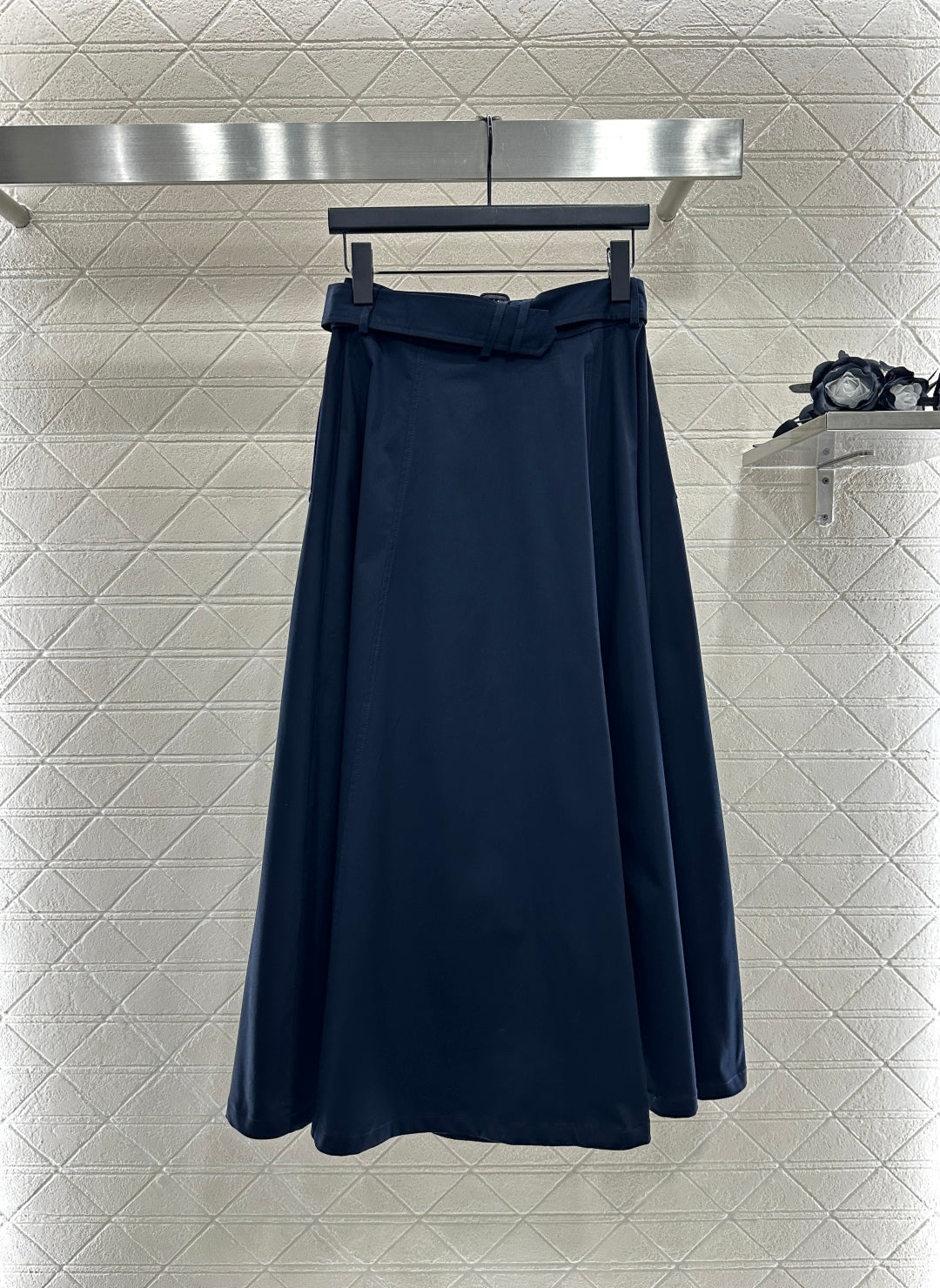 Di 25 Cotton belted high waist skirt（KHAKI/NAVY）