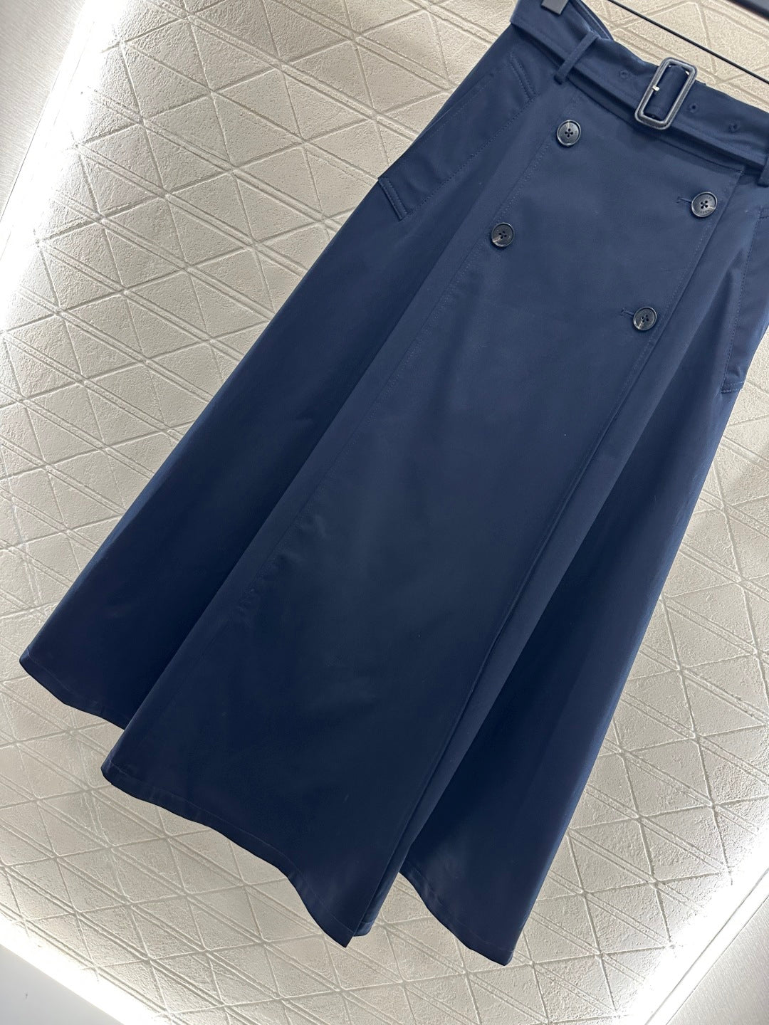 Di 25 Cotton belted high waist skirt（KHAKI/NAVY）
