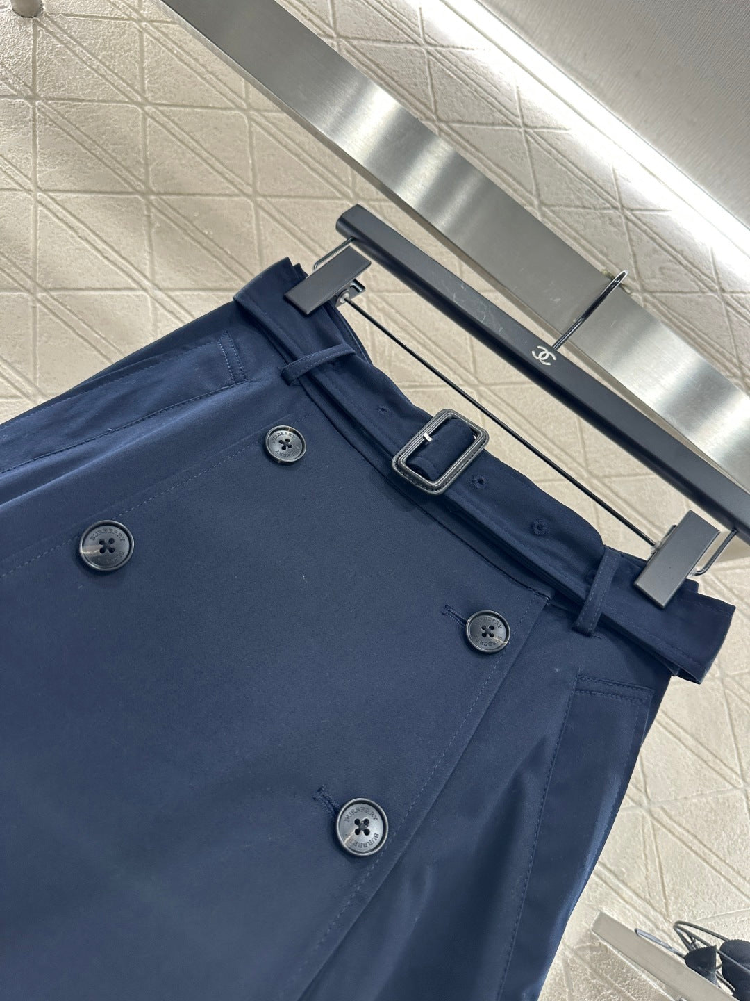 Di 25 Cotton belted high waist skirt（KHAKI/NAVY）