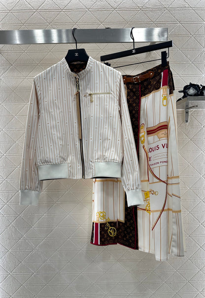 L 25 Reversible Stand Collar Jacket + Midi Skirt Set