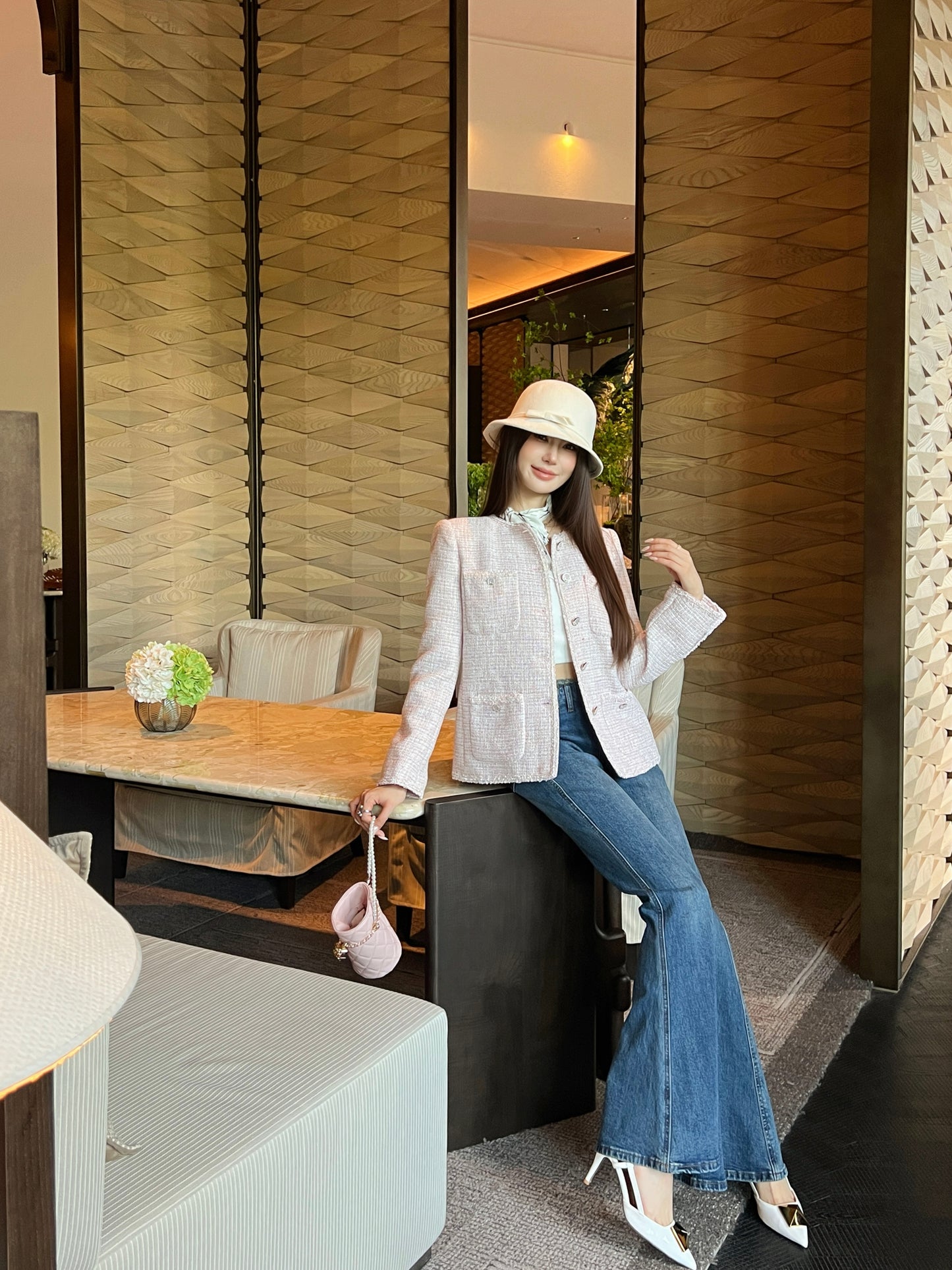 C 25 Pink ladylike woven jacket