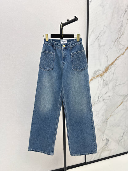 C 25 Straight-leg jeans with rhinestone embellishment