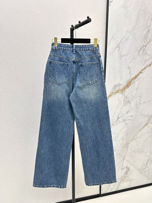 C 25 Straight-leg jeans with rhinestone embellishment
