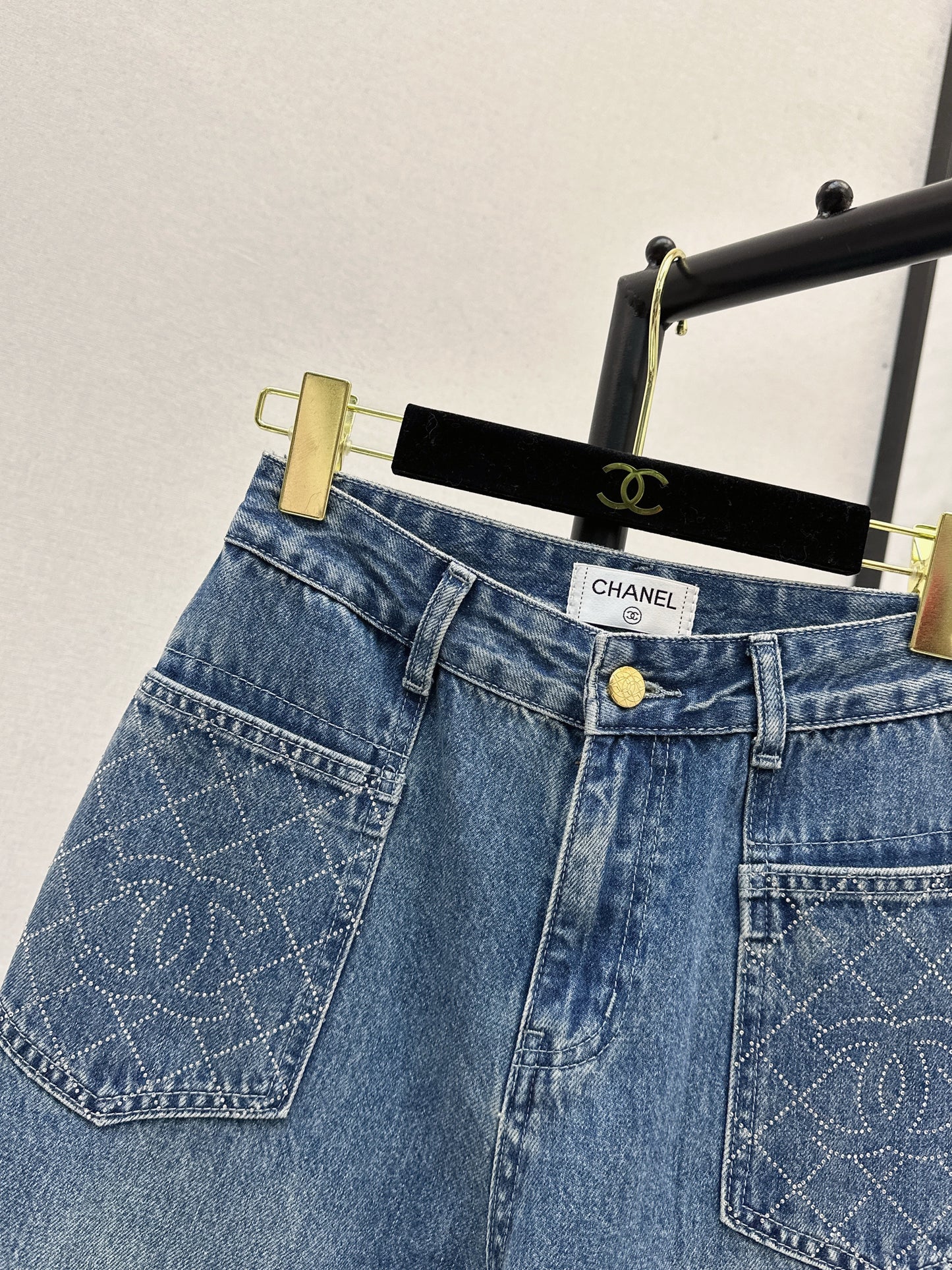 C 25 Straight-leg jeans with rhinestone embellishment