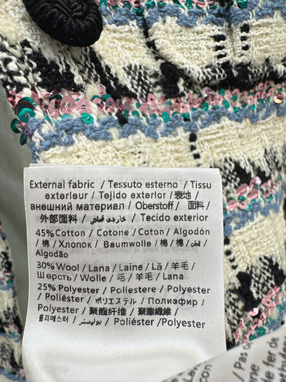 V 25 Sequined colorful yarn check woven woven jacket