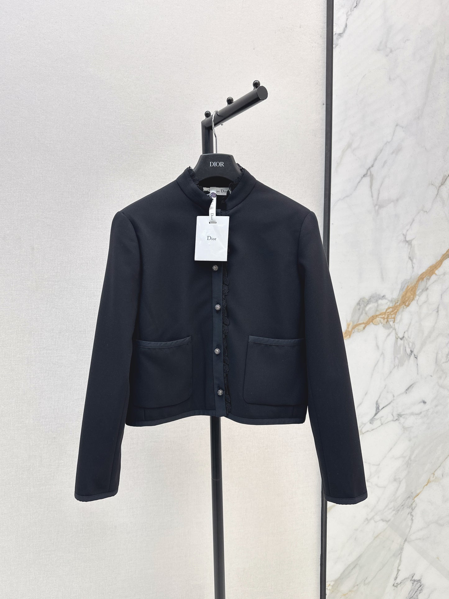 Di 25 New lace stand collar suit jacket(BEIGI/BLACK)