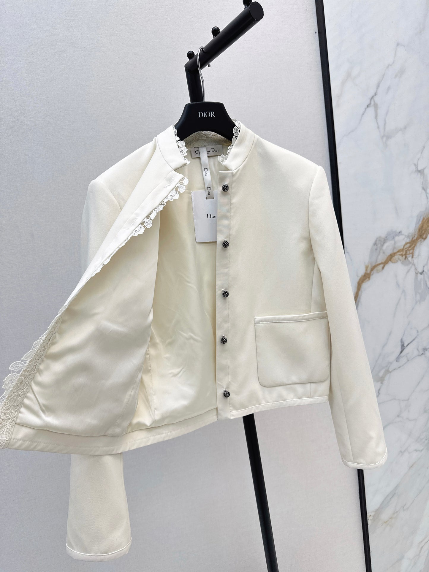 Di 25 New lace stand collar suit jacket(BEIGI/BLACK)