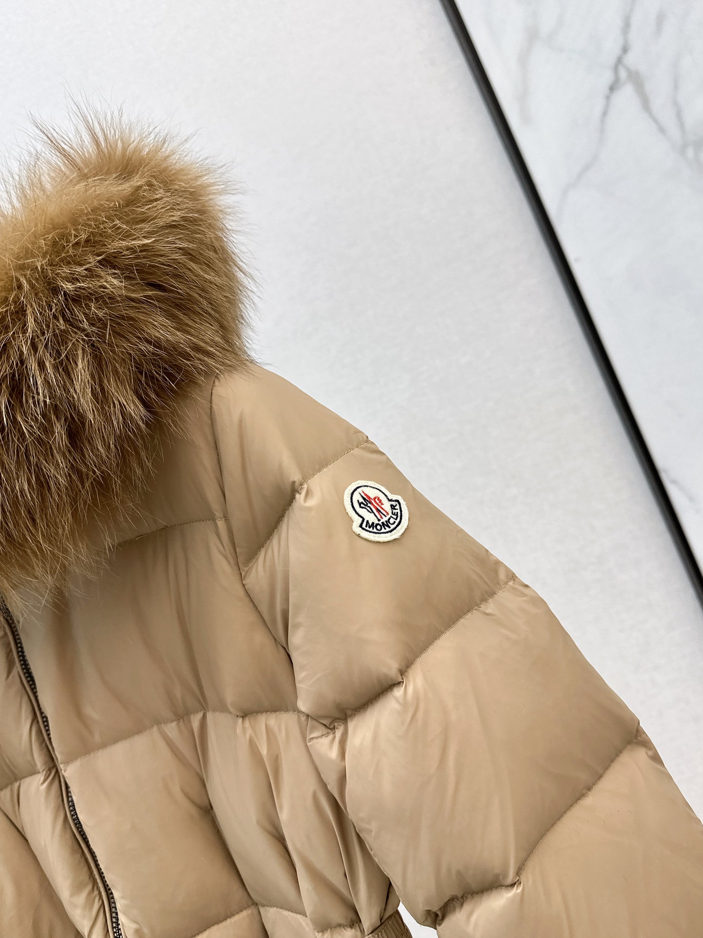 Mon 25 Raccoon fur collar hooded long down jacket（WHITE/BLACK/KHAKI/GREEN）