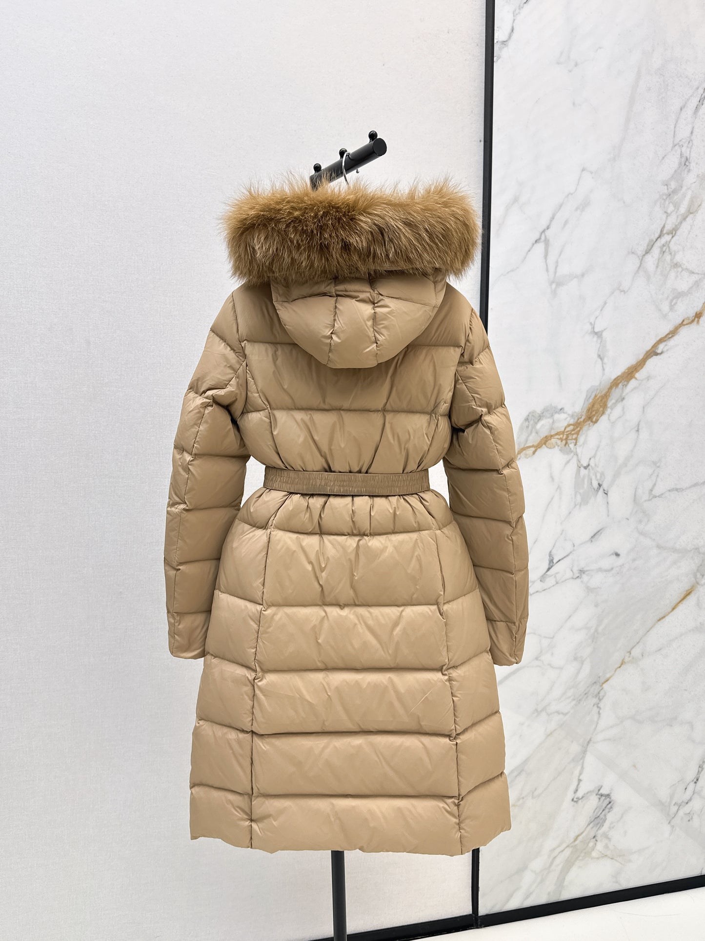 Mon 25 Raccoon fur collar hooded long down jacket（WHITE/BLACK/KHAKI/GREEN）