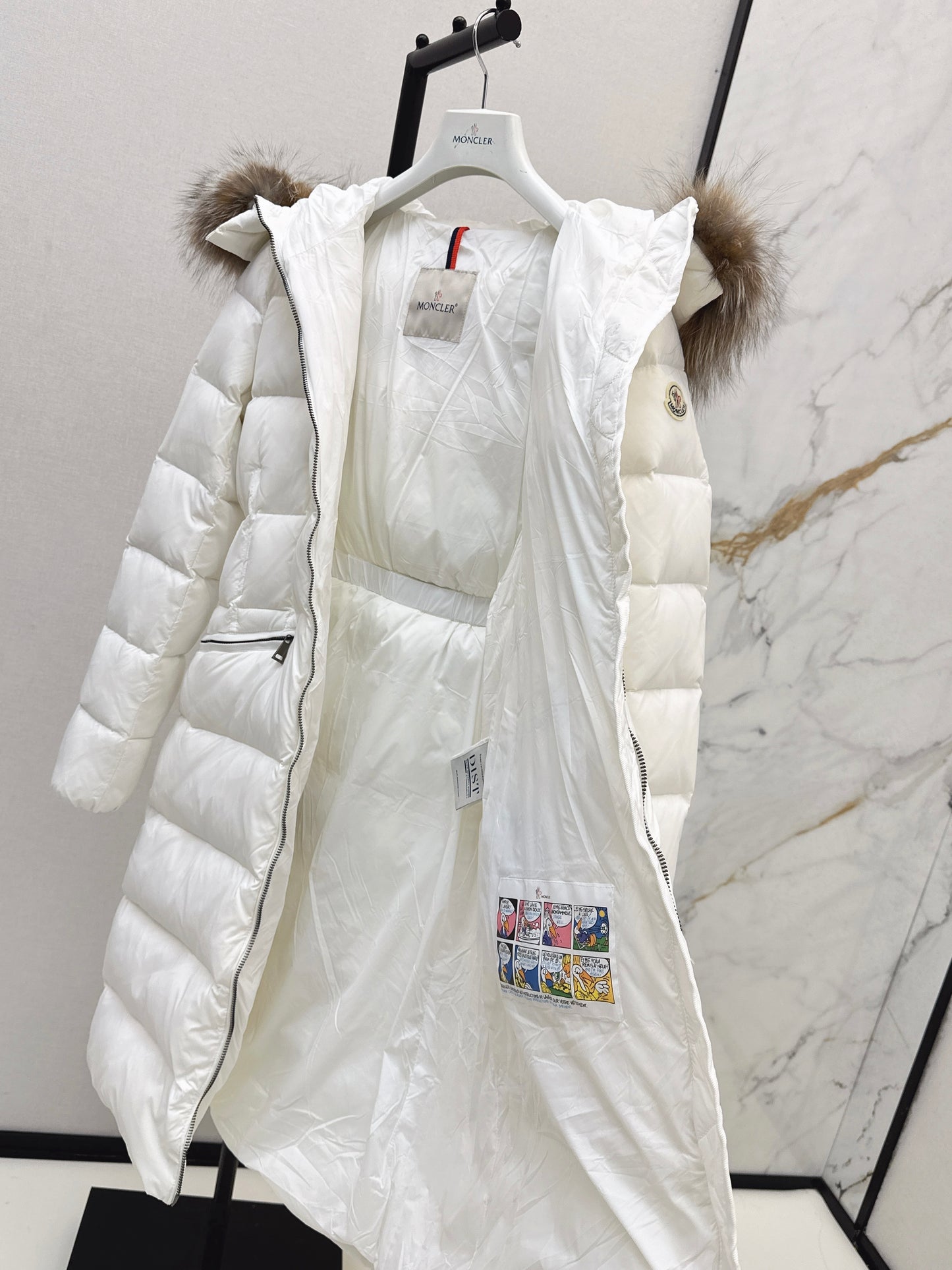 Mon 25 Raccoon fur collar hooded long down jacket（WHITE/BLACK/KHAKI/GREEN）