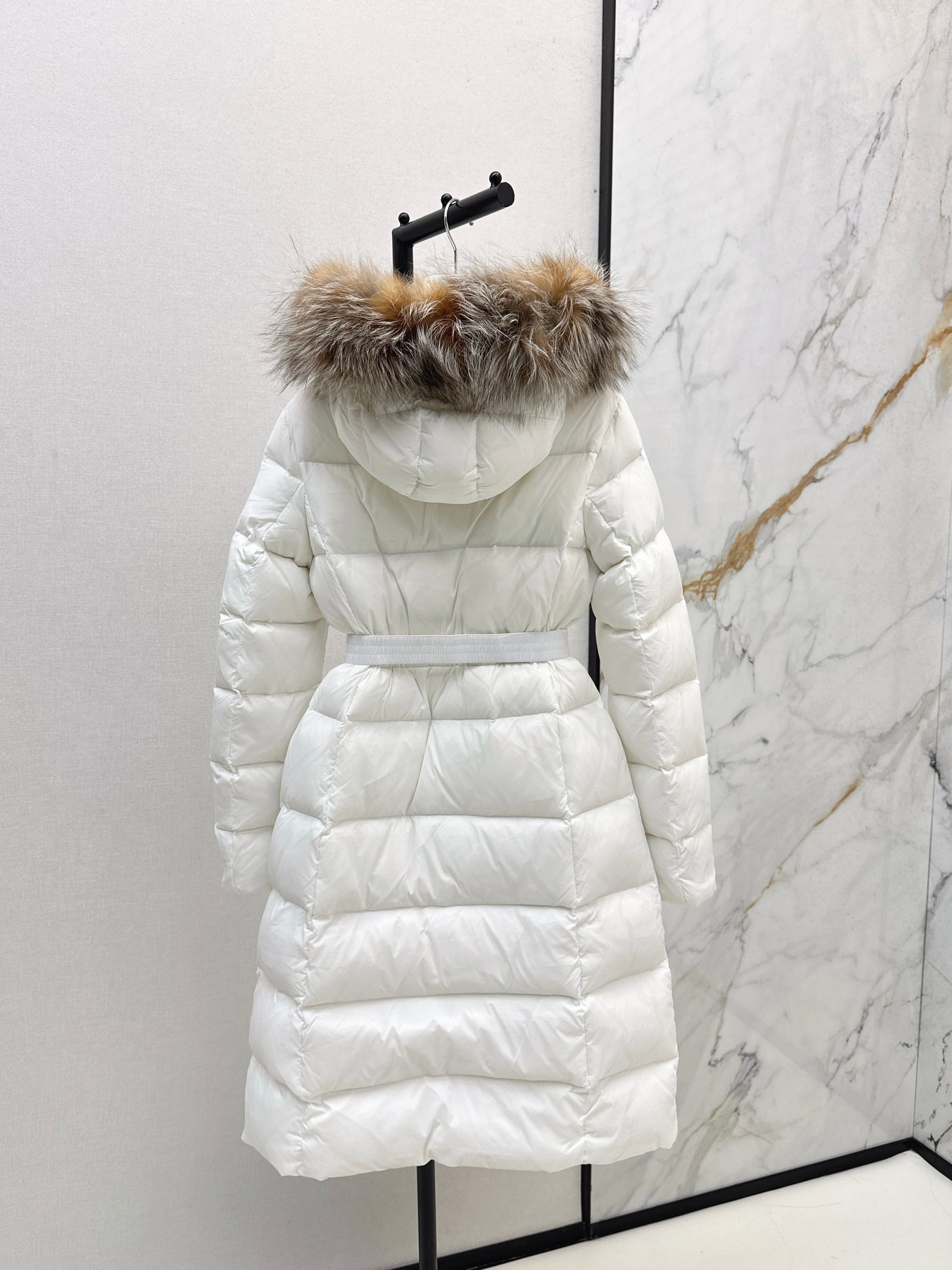 Mon 25 Raccoon fur collar hooded long down jacket（WHITE/BLACK/KHAKI/GREEN）