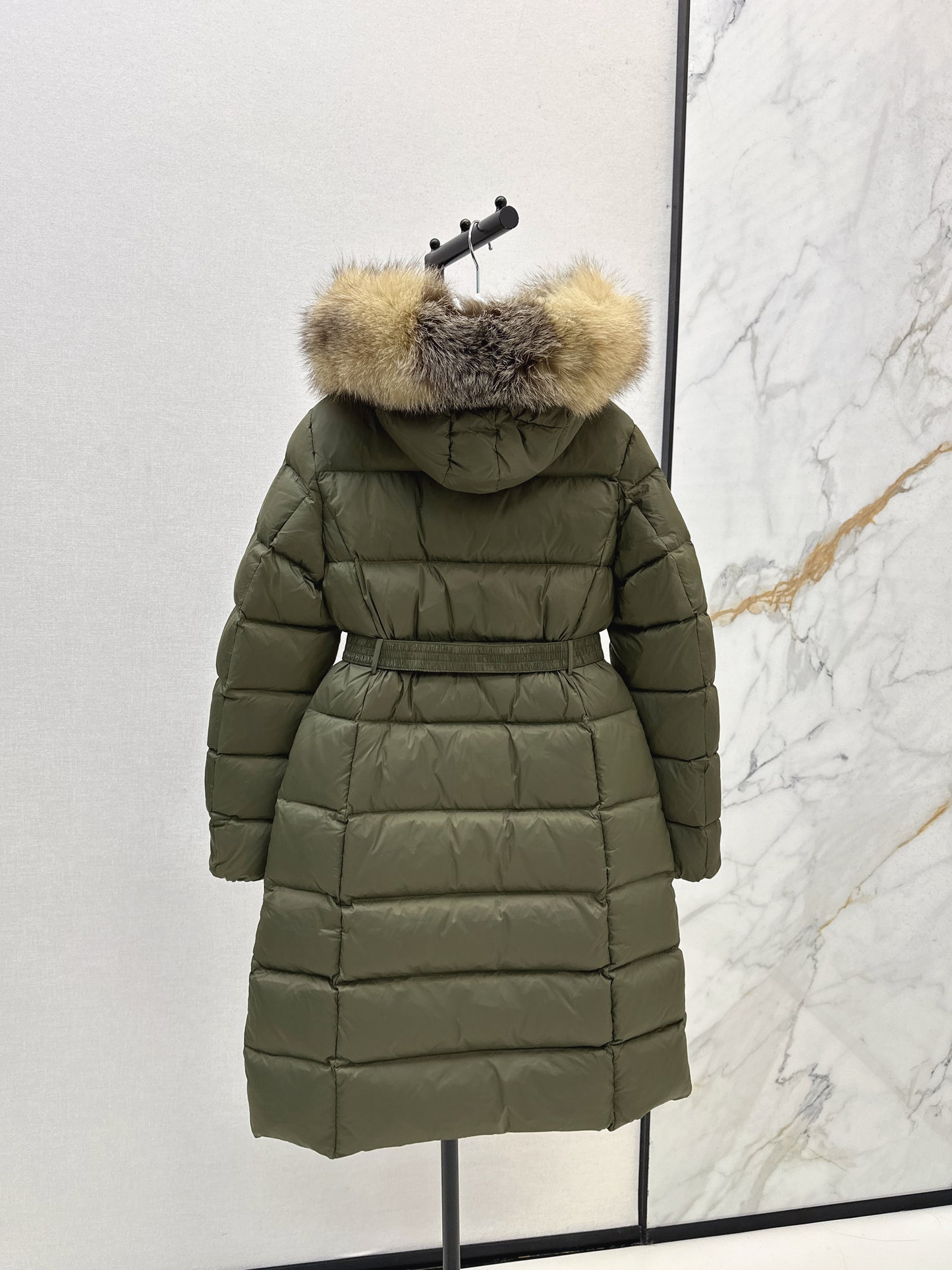 Mon 25 Raccoon fur collar hooded long down jacket（WHITE/BLACK/KHAKI/GREEN）