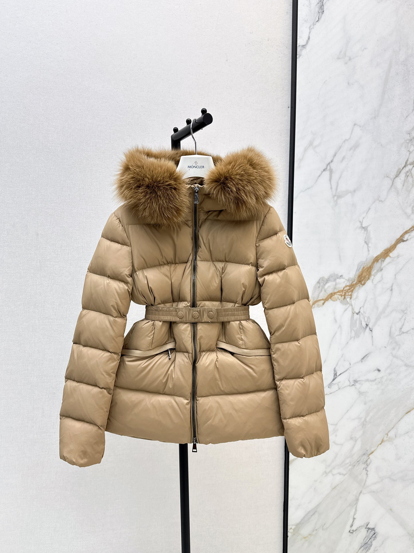 Mon 25 Hooded short down jacket（WHITE/BLACK/KHAKI/GREEN）