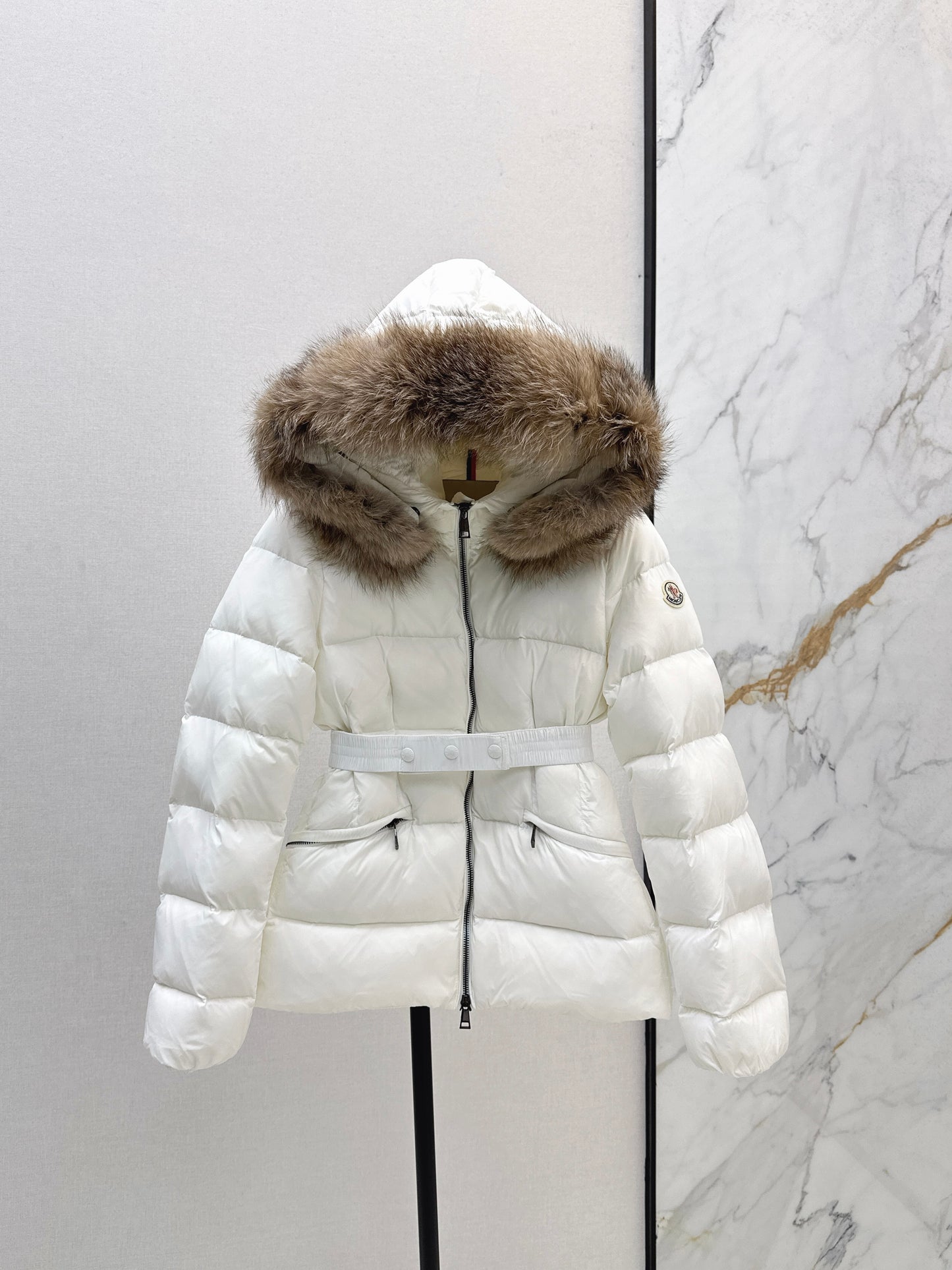 Mon 25 Hooded short down jacket（WHITE/BLACK/KHAKI/GREEN）