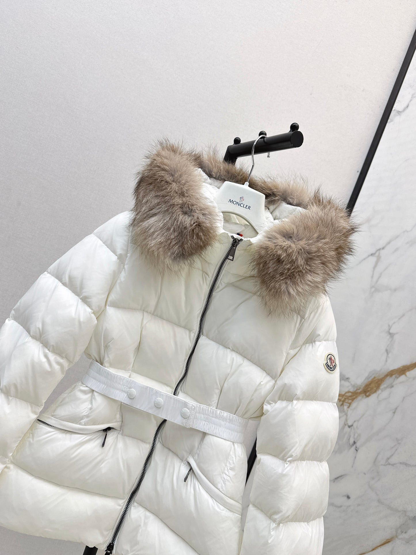 Mon 25 Hooded short down jacket（WHITE/BLACK/KHAKI/GREEN）