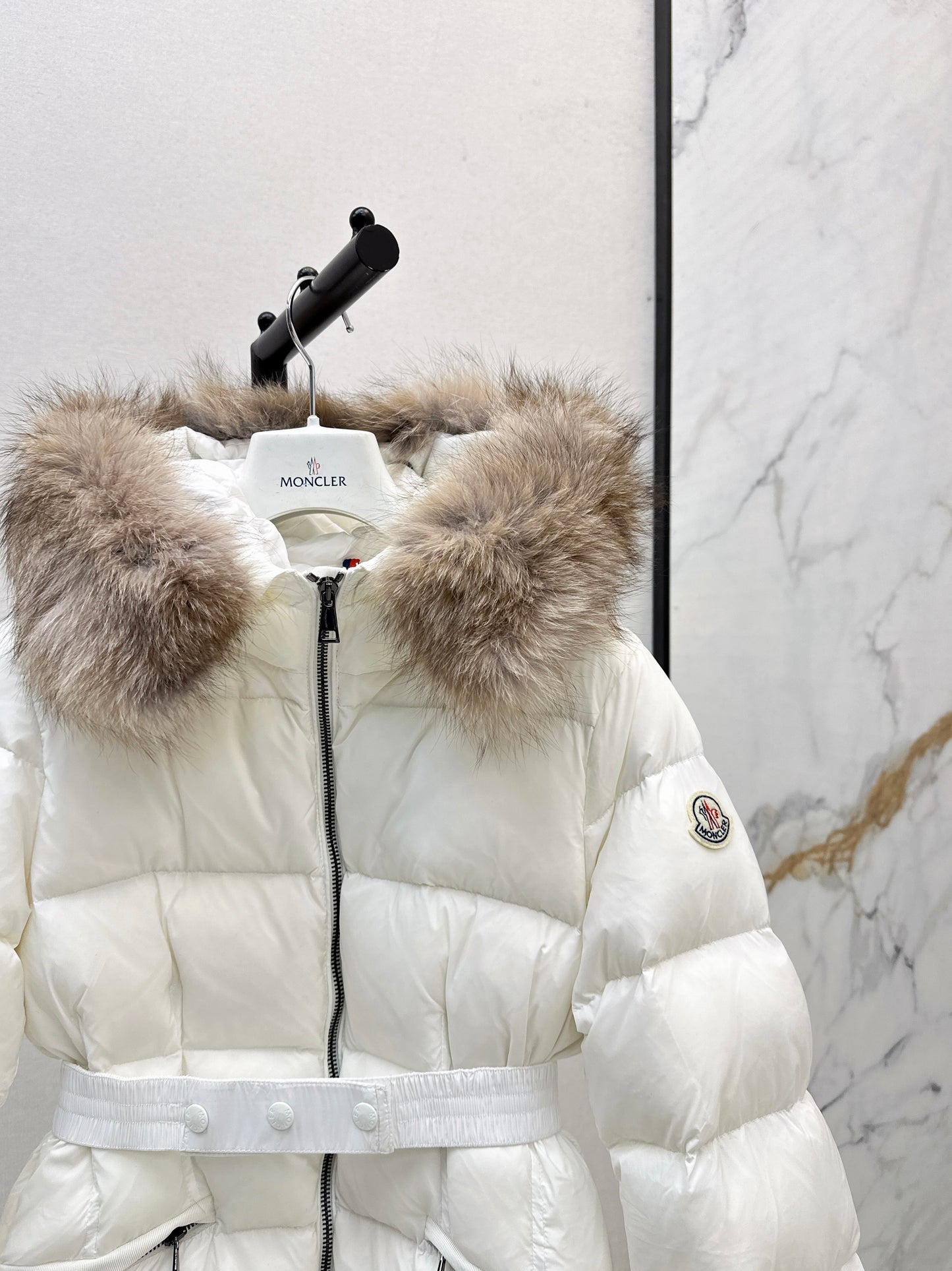Mon 25 Hooded short down jacket（WHITE/BLACK/KHAKI/GREEN）