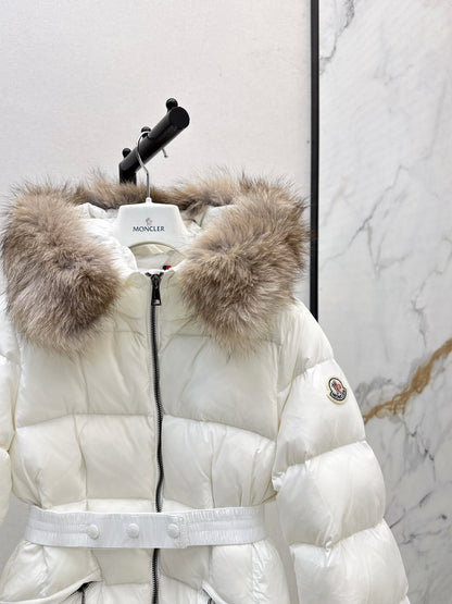 Mon 25 Hooded short down jacket（WHITE/BLACK/KHAKI/GREEN）