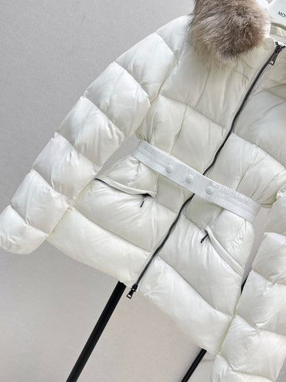Mon 25 Hooded short down jacket（WHITE/BLACK/KHAKI/GREEN）