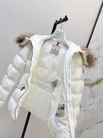 Mon 25 Hooded short down jacket（WHITE/BLACK/KHAKI/GREEN）