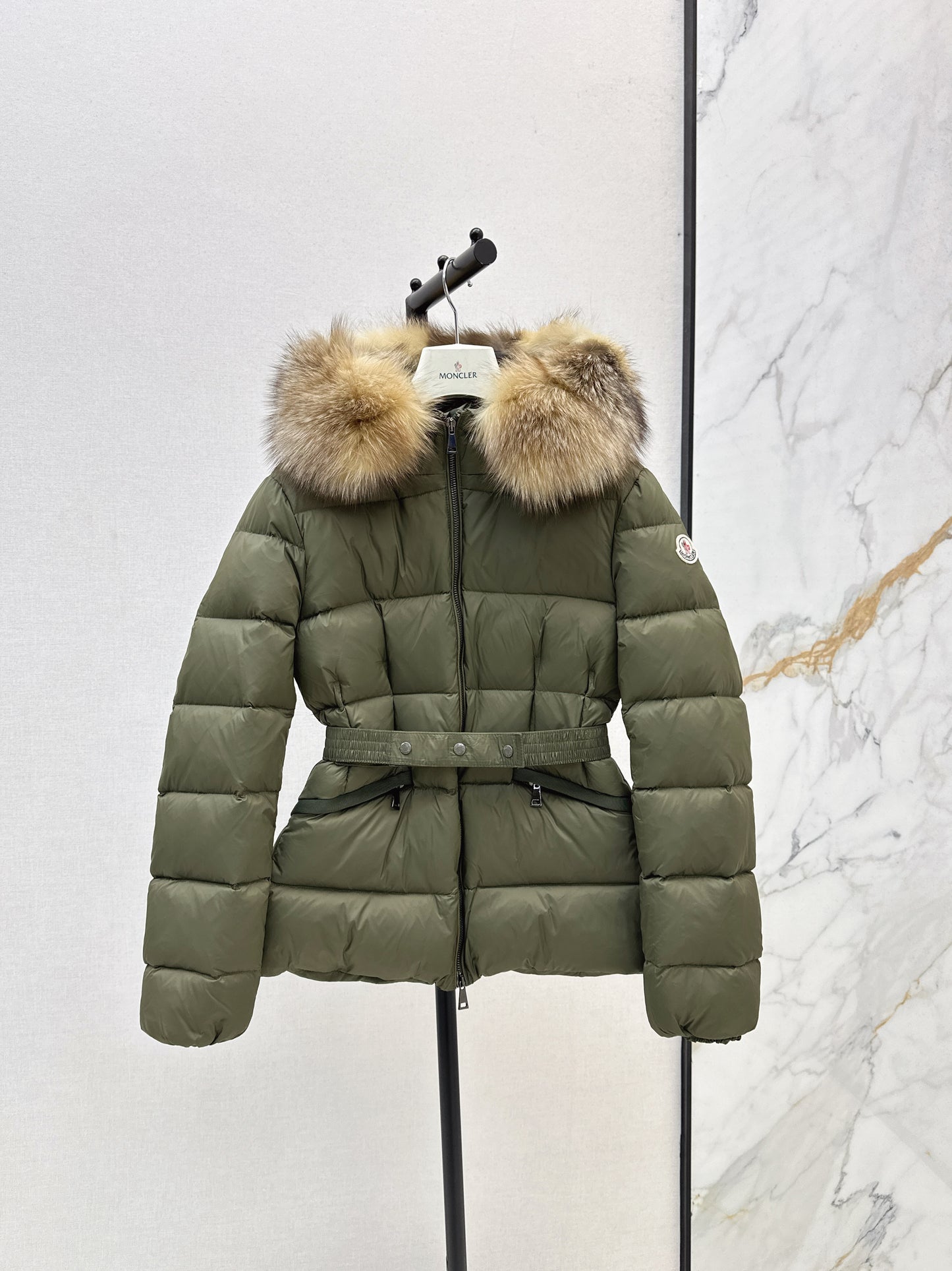 Mon 25 Hooded short down jacket（WHITE/BLACK/KHAKI/GREEN）