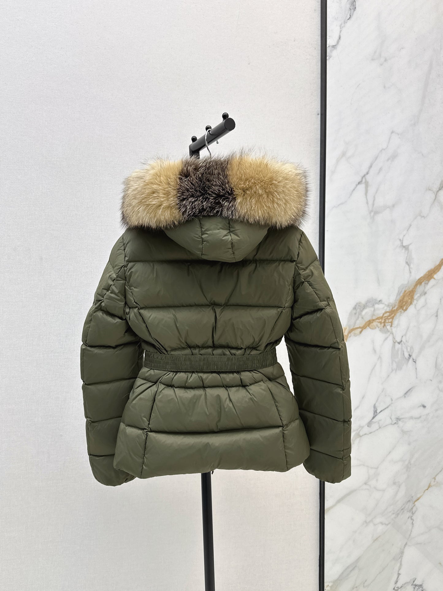 Mon 25 Hooded short down jacket（WHITE/BLACK/KHAKI/GREEN）
