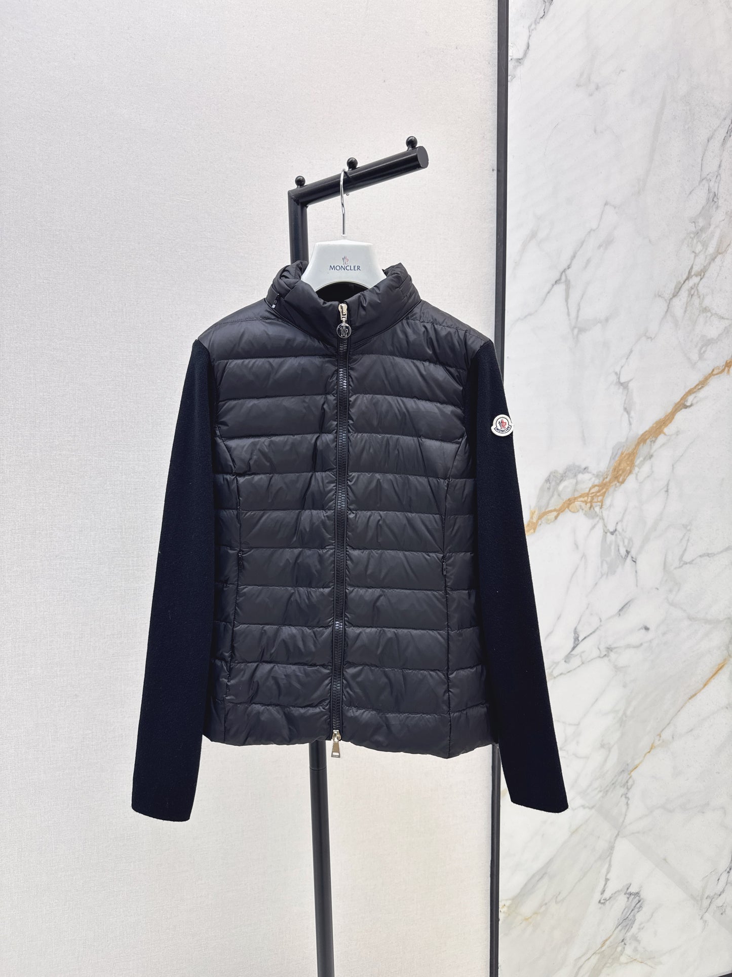 Mon 25fw New patchwork knitted down jacket（WHITE/PINK/BLACK）