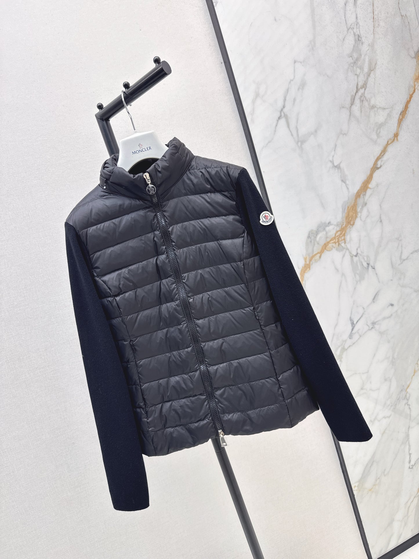 Mon 25fw New patchwork knitted down jacket（WHITE/PINK/BLACK）