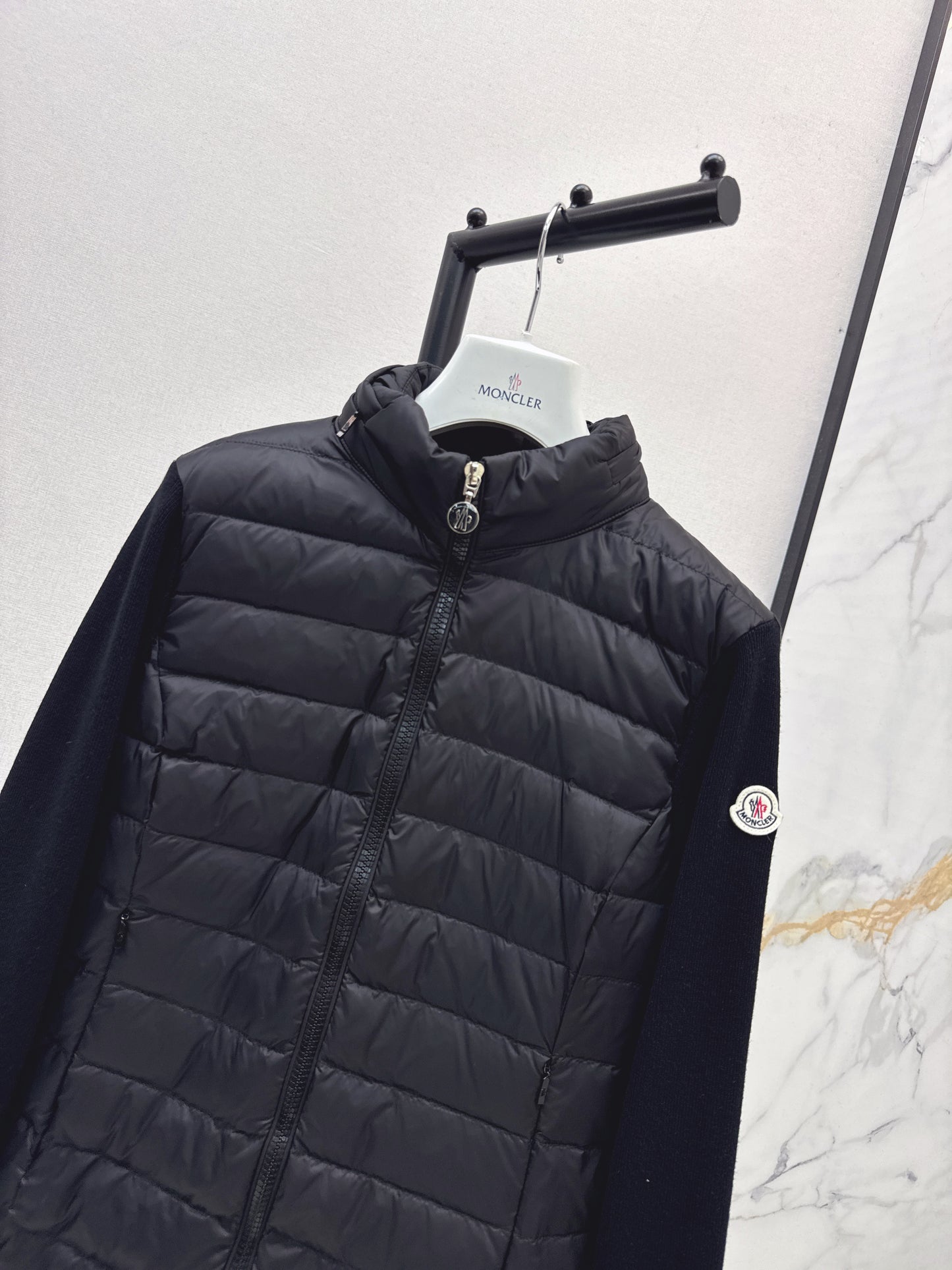 Mon 25fw New patchwork knitted down jacket（WHITE/PINK/BLACK）