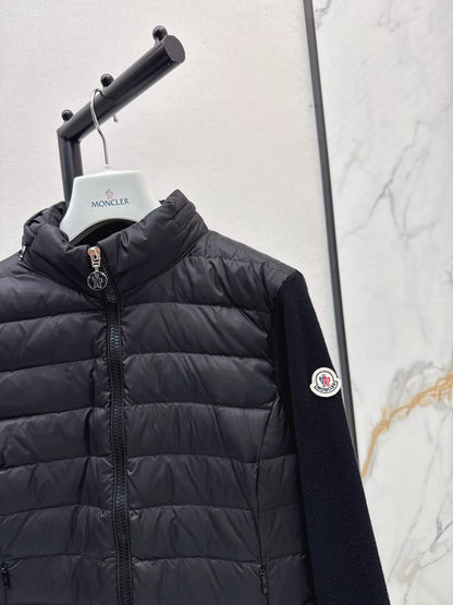 Mon 25fw New patchwork knitted down jacket（WHITE/PINK/BLACK）
