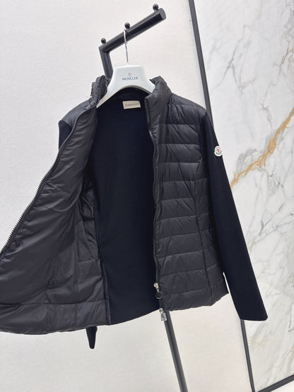 Mon 25fw New patchwork knitted down jacket（WHITE/PINK/BLACK）