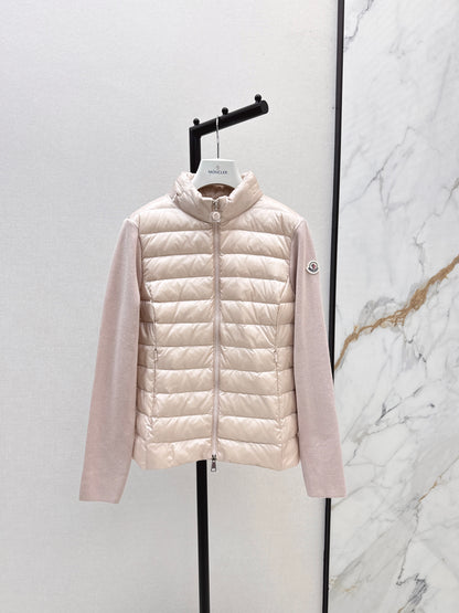 Mon 25fw New patchwork knitted down jacket（WHITE/PINK/BLACK）