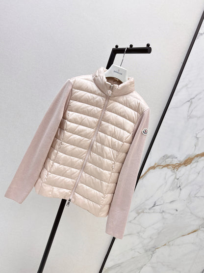 Mon 25fw New patchwork knitted down jacket（WHITE/PINK/BLACK）
