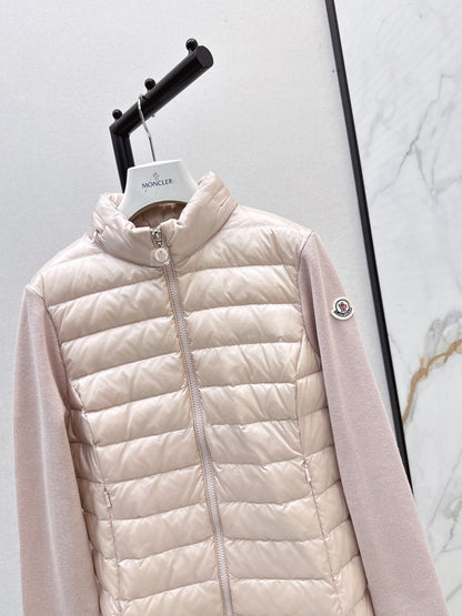 Mon 25fw New patchwork knitted down jacket（WHITE/PINK/BLACK）