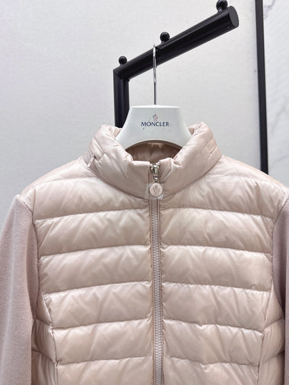 Mon 25fw New patchwork knitted down jacket（WHITE/PINK/BLACK）