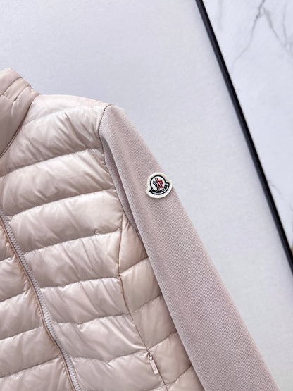 Mon 25fw New patchwork knitted down jacket（WHITE/PINK/BLACK）