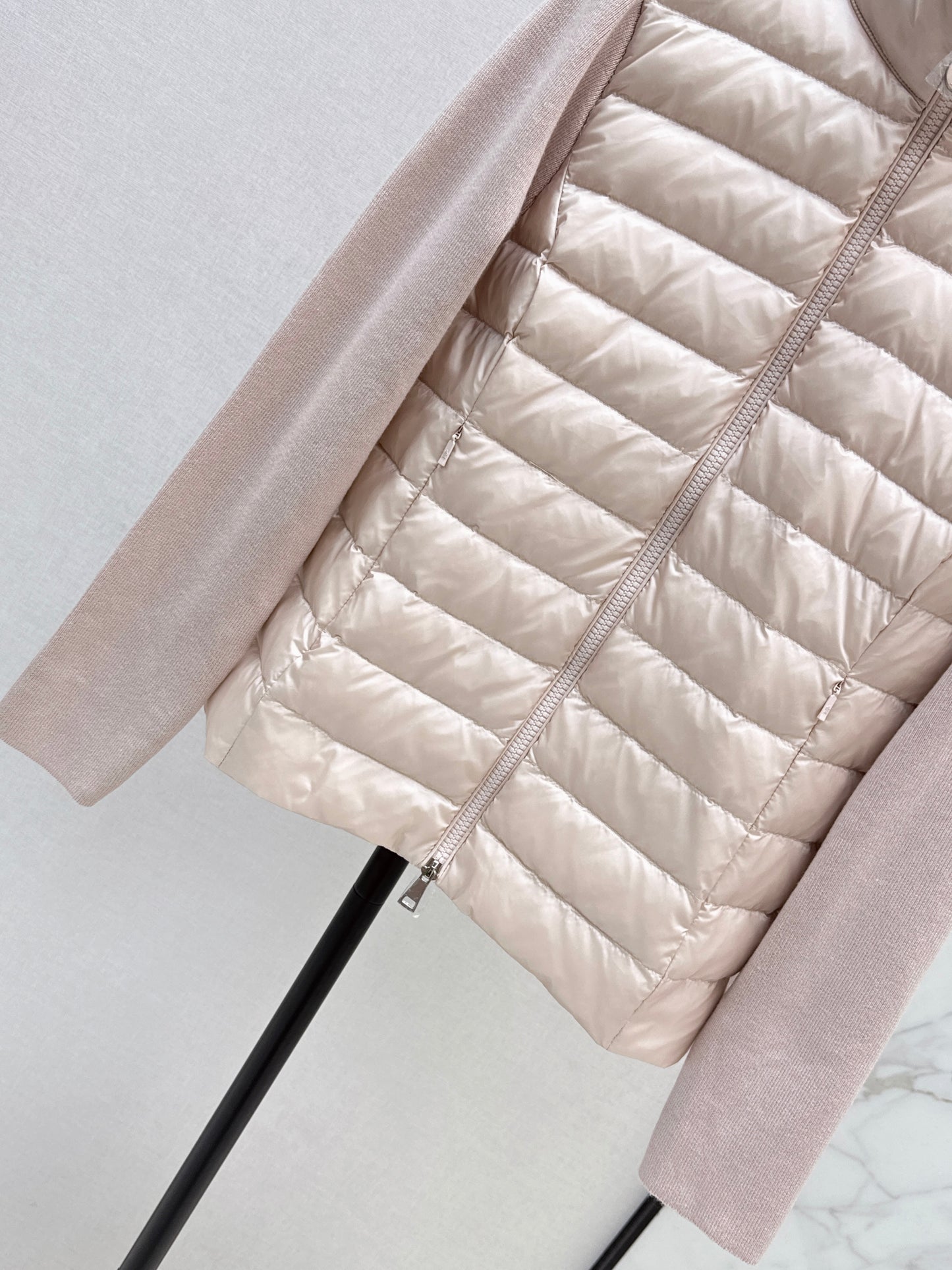 Mon 25fw New patchwork knitted down jacket（WHITE/PINK/BLACK）