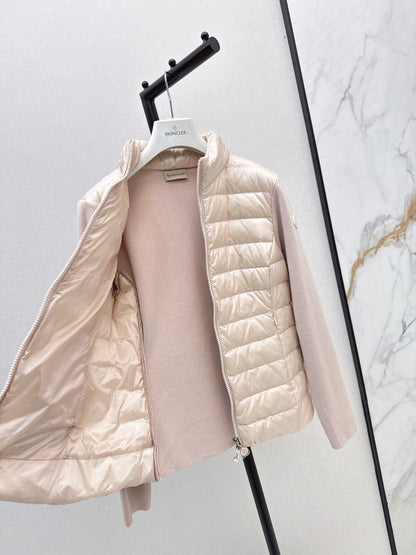 Mon 25fw New patchwork knitted down jacket（WHITE/PINK/BLACK）