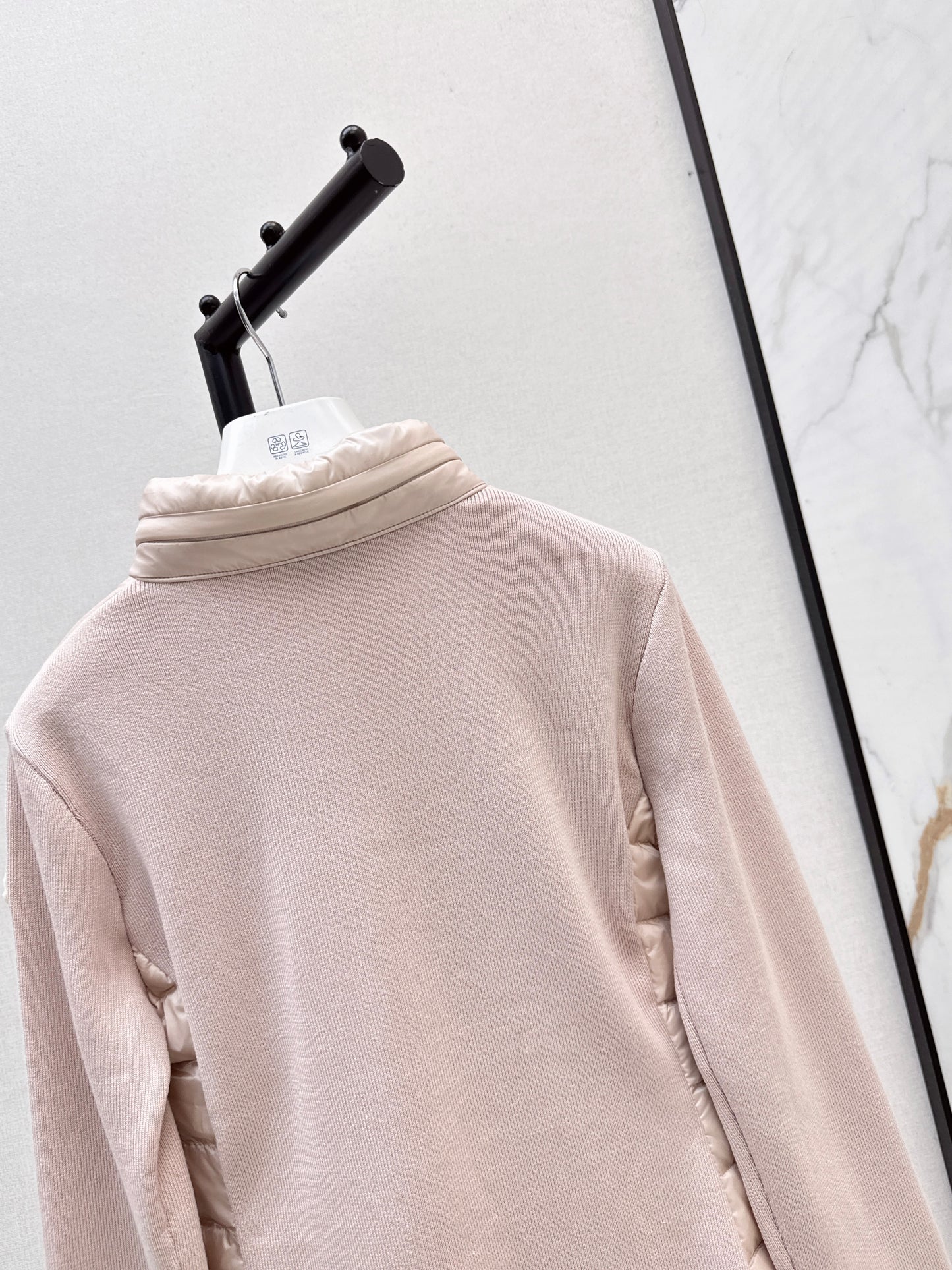 Mon 25fw New patchwork knitted down jacket（WHITE/PINK/BLACK）