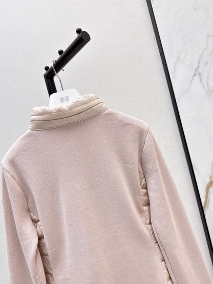 Mon 25fw New patchwork knitted down jacket（WHITE/PINK/BLACK）