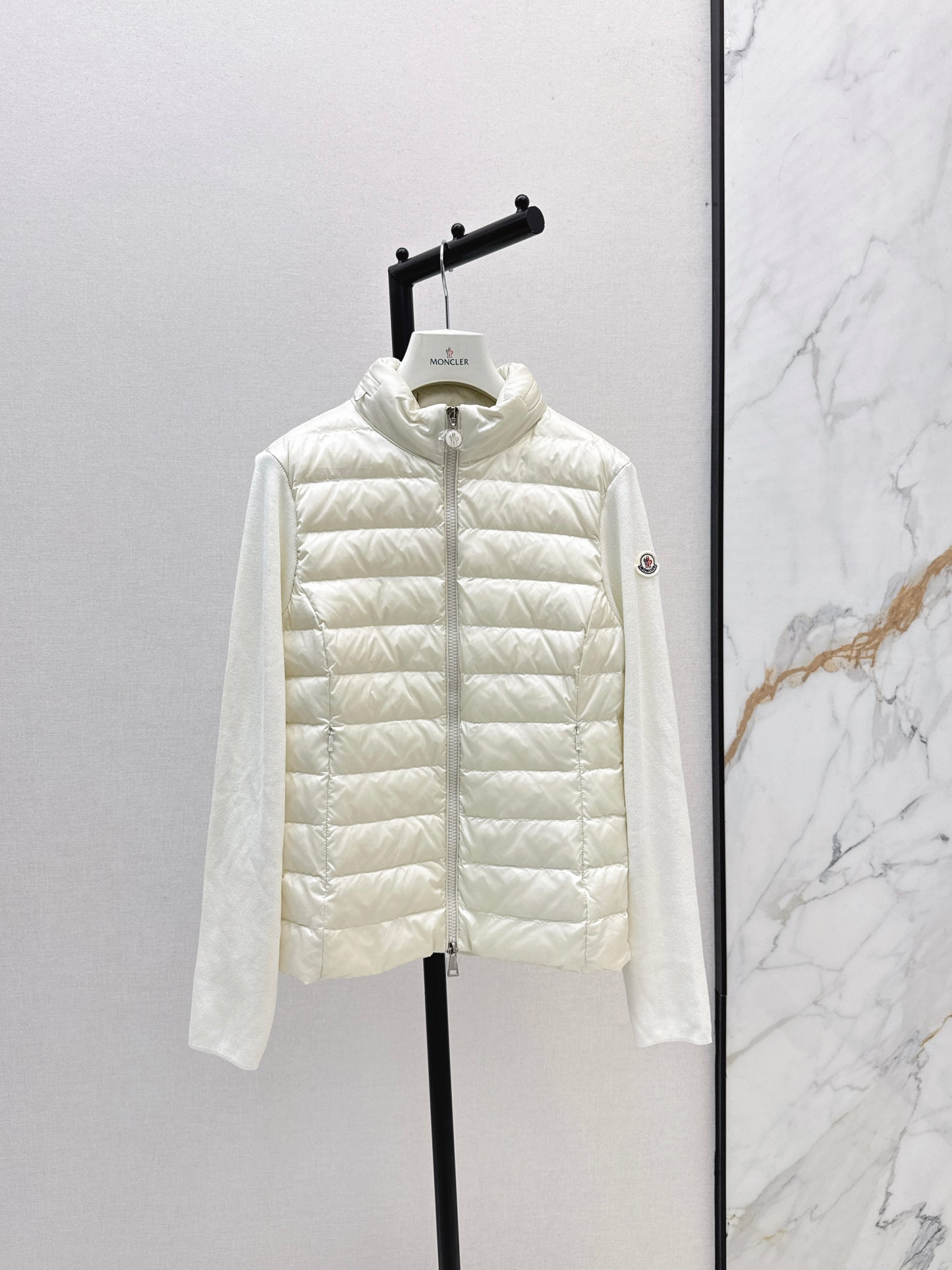 Mon 25fw New patchwork knitted down jacket（WHITE/PINK/BLACK）