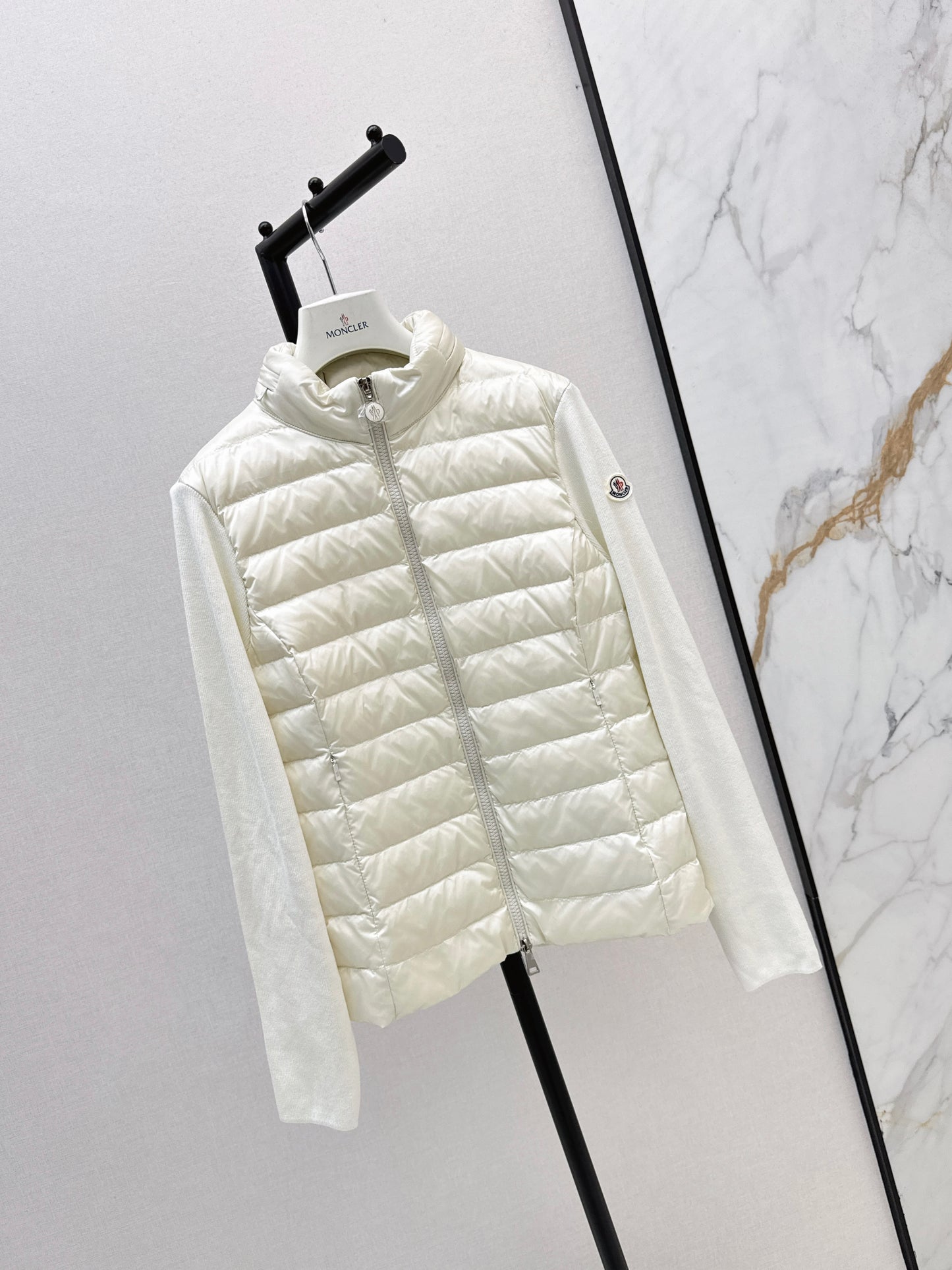 Mon 25fw New patchwork knitted down jacket（WHITE/PINK/BLACK）