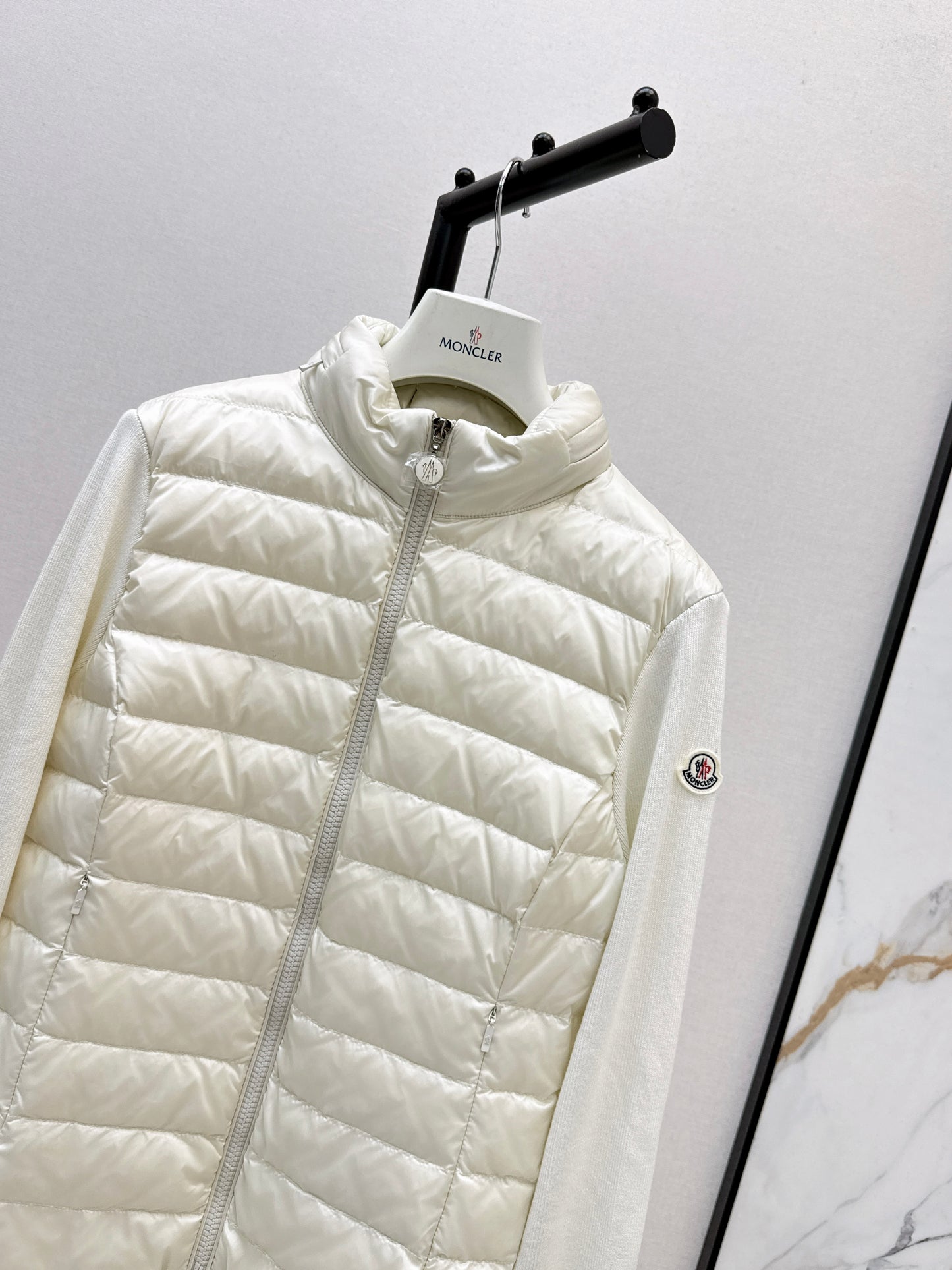Mon 25fw New patchwork knitted down jacket（WHITE/PINK/BLACK）