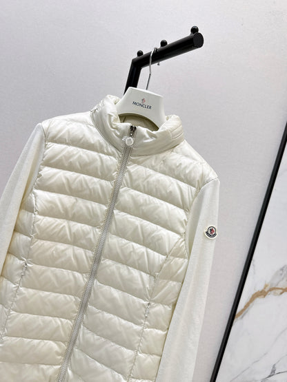 Mon 25fw New patchwork knitted down jacket（WHITE/PINK/BLACK）