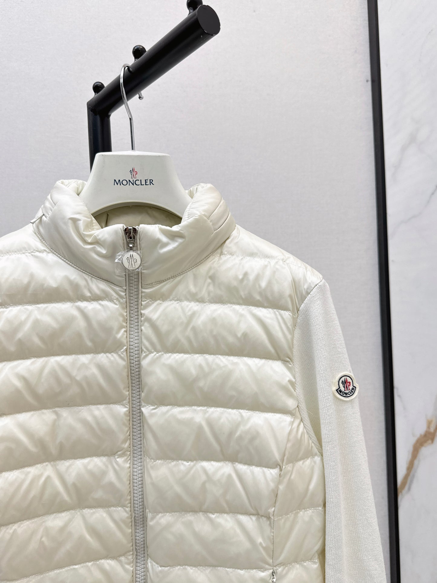 Mon 25fw New patchwork knitted down jacket（WHITE/PINK/BLACK）