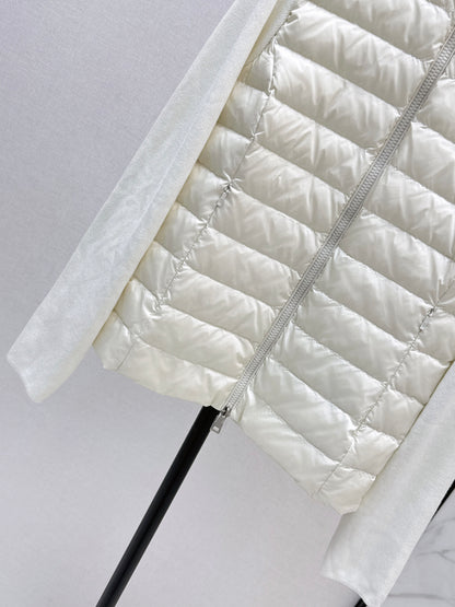 Mon 25fw New patchwork knitted down jacket（WHITE/PINK/BLACK）